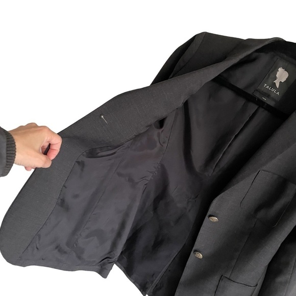 Aritzia Talula Wool Boyfriend Blazer Jacket Charcoal Grey 2 - Picture 2 of 7